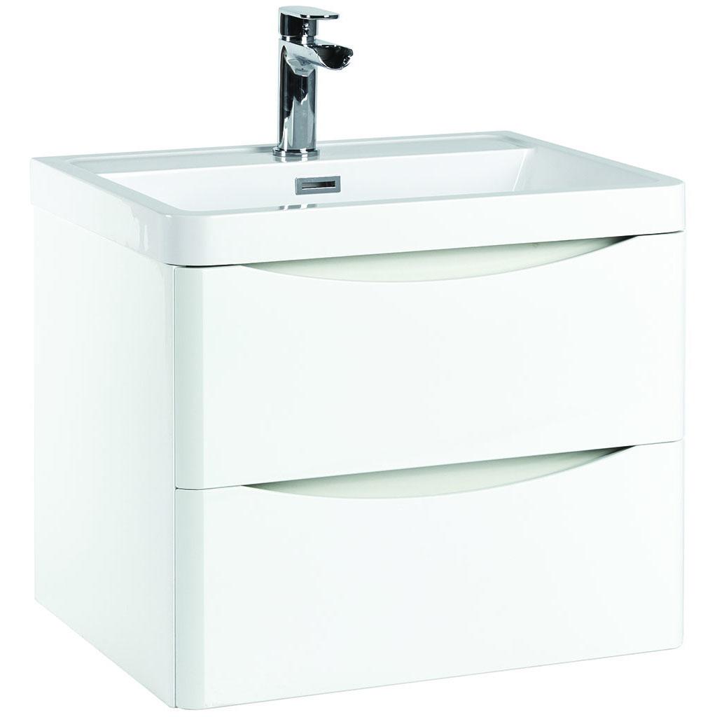 An image of Casa Bano Contour 600 Wall Cabinet With Basin Or Counter Top - High Gloss White