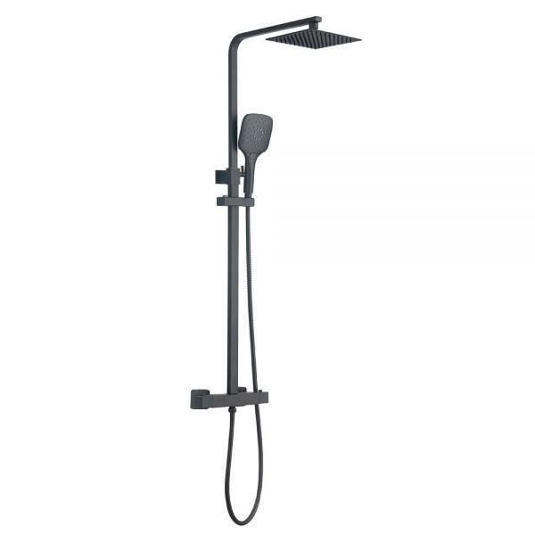 An image of Trinity Orca Premium Black Square Thermostatic Exposed Shower Kit
