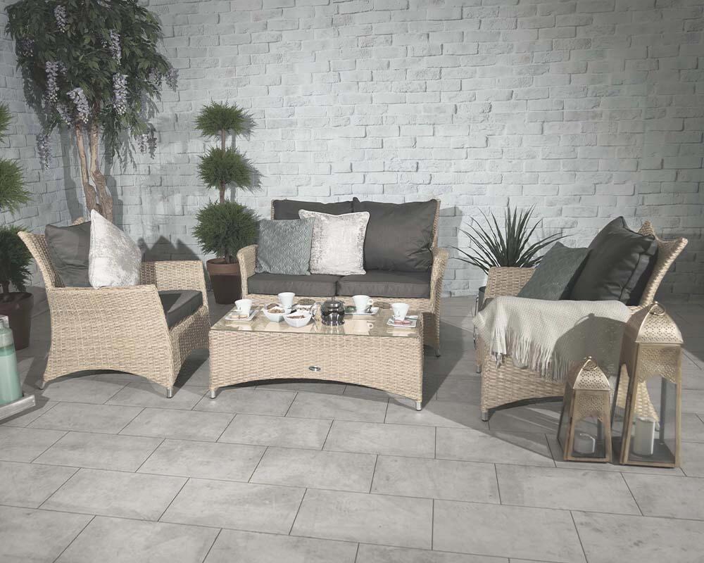 An image of Royal Craft Lisbon Deluxe 4Pc Lounging Coffee Set Garden Furniture