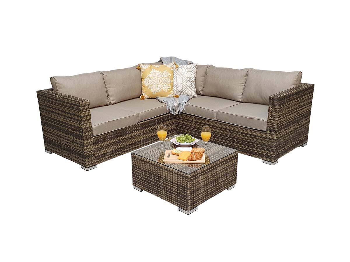 An image of Signature Weave Georgia Corner Sofa Set Mixed Brown Garden Furniture