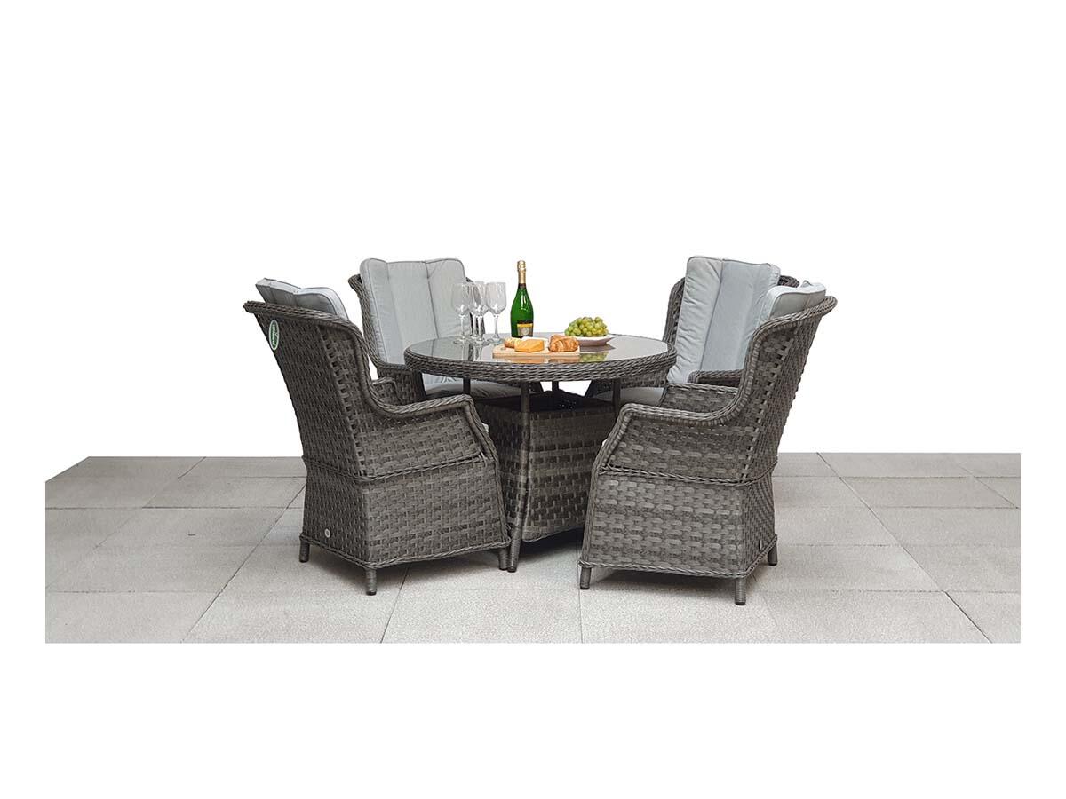 An image of Signature Weave Victoria 4 Seat Round Dining Set Garden Furniture