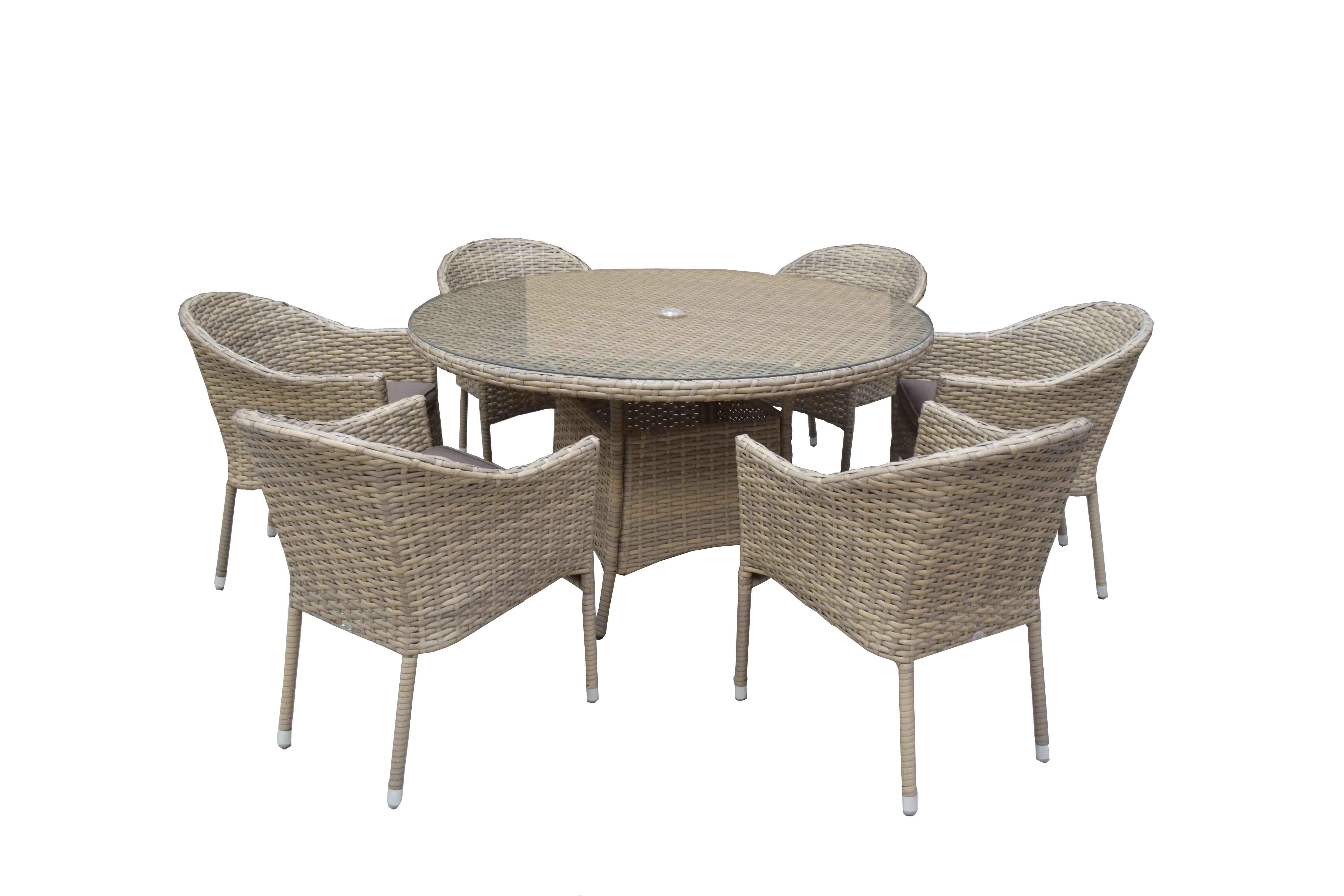 An image of Signature Weave Darcey 6 Seater Round Dining Set Garden Furniture