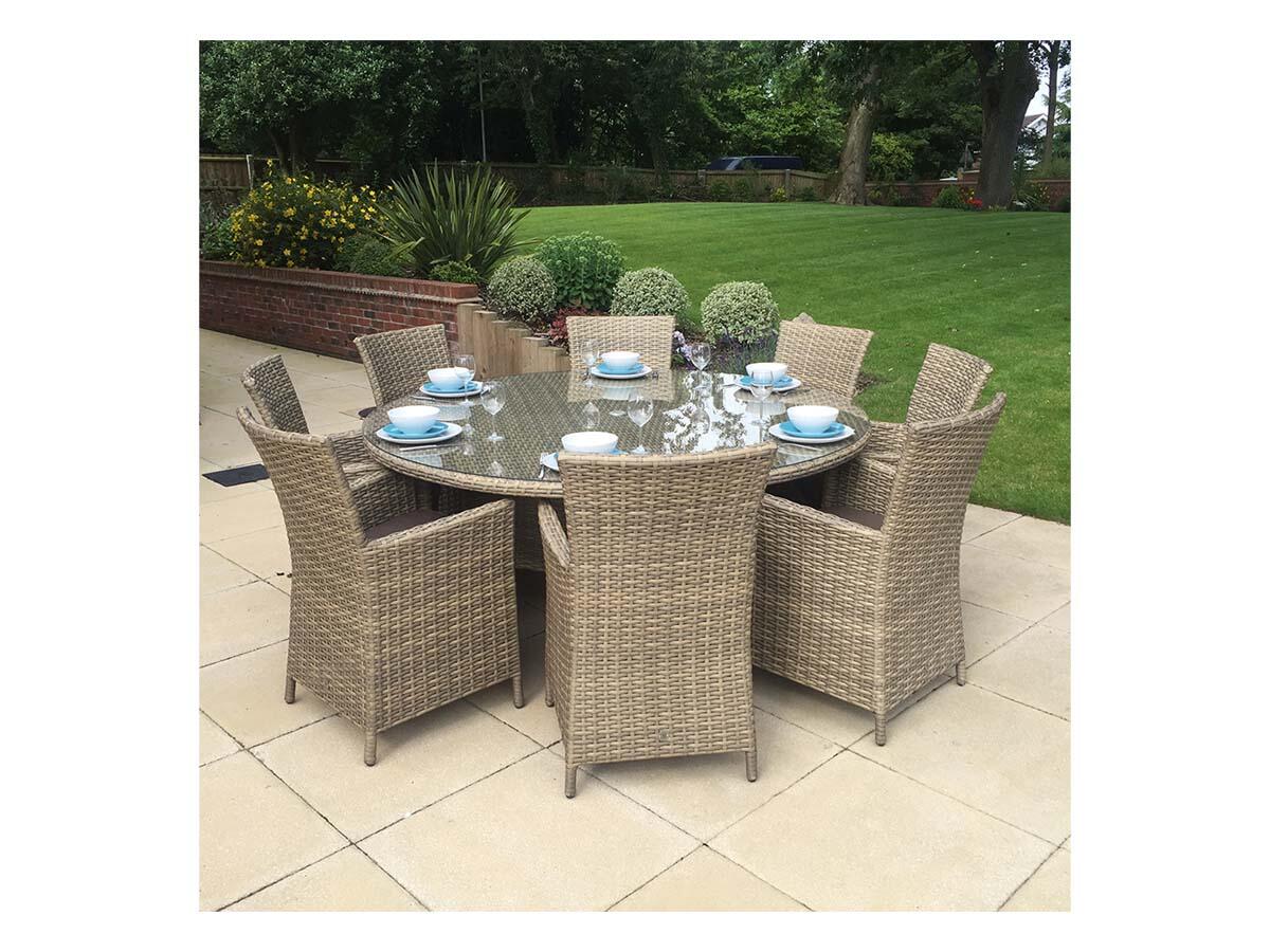 An image of Signature Weave Darcey 8 Seat Round Dining Set Garden Furniture