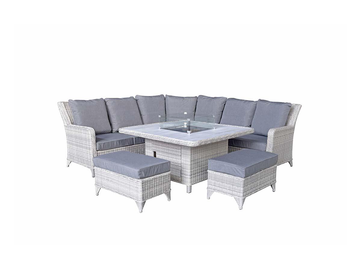 An image of Signature Weave Meghan Large Corner Dining With Firepit Garden Furniture