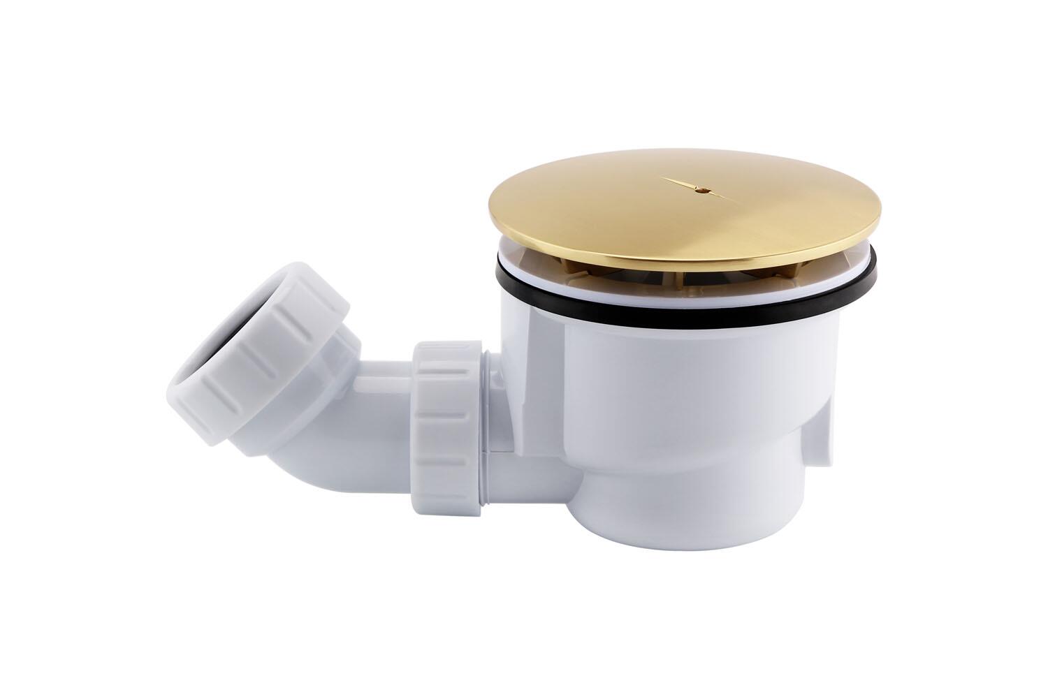 An image of Premium 90Mm High Flow Shower Waste With Brushed Brass Cover