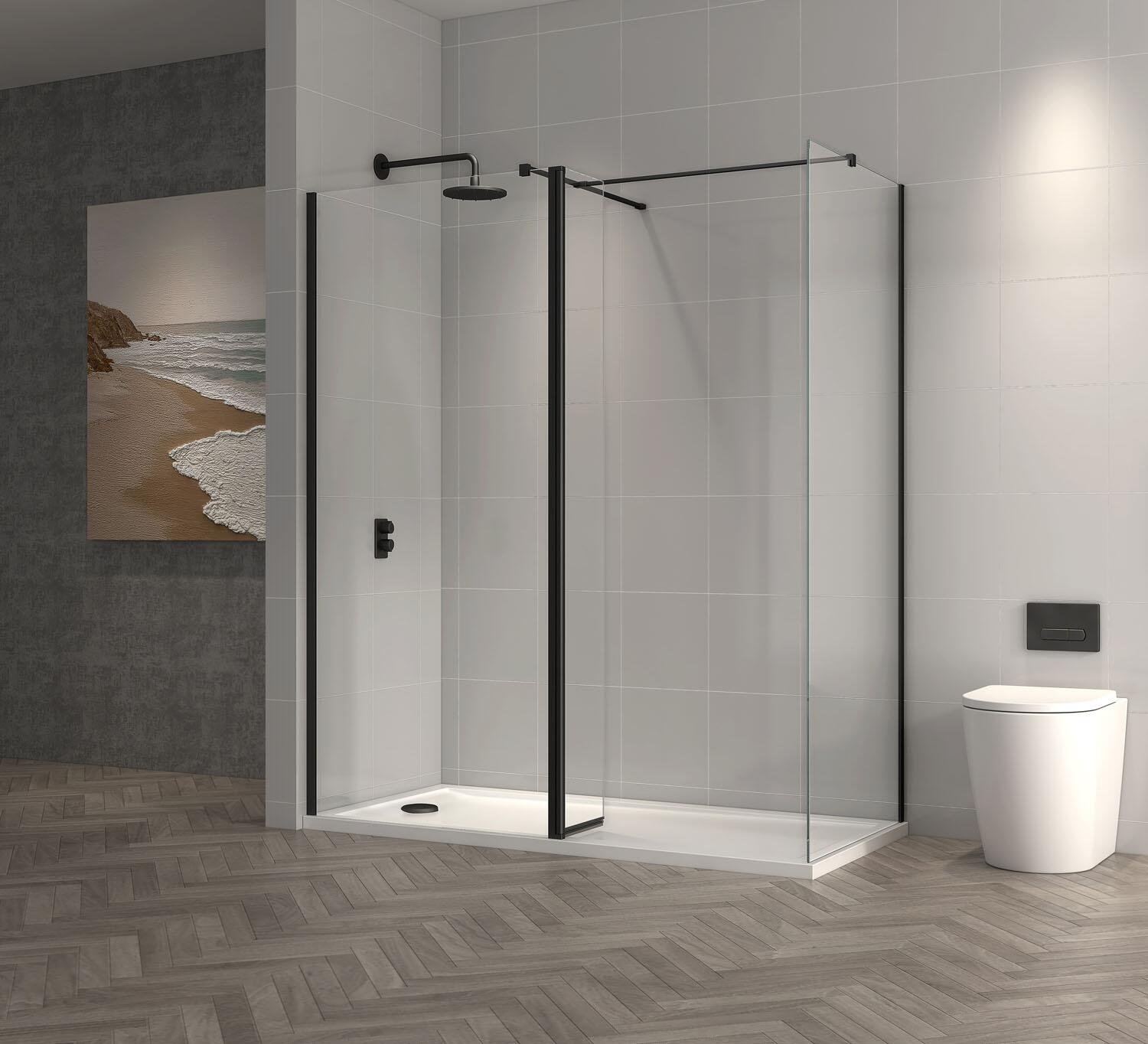 An image of Ti8 Wetroom Panel - 900X1950Mm W. Orca Black Profile Kit