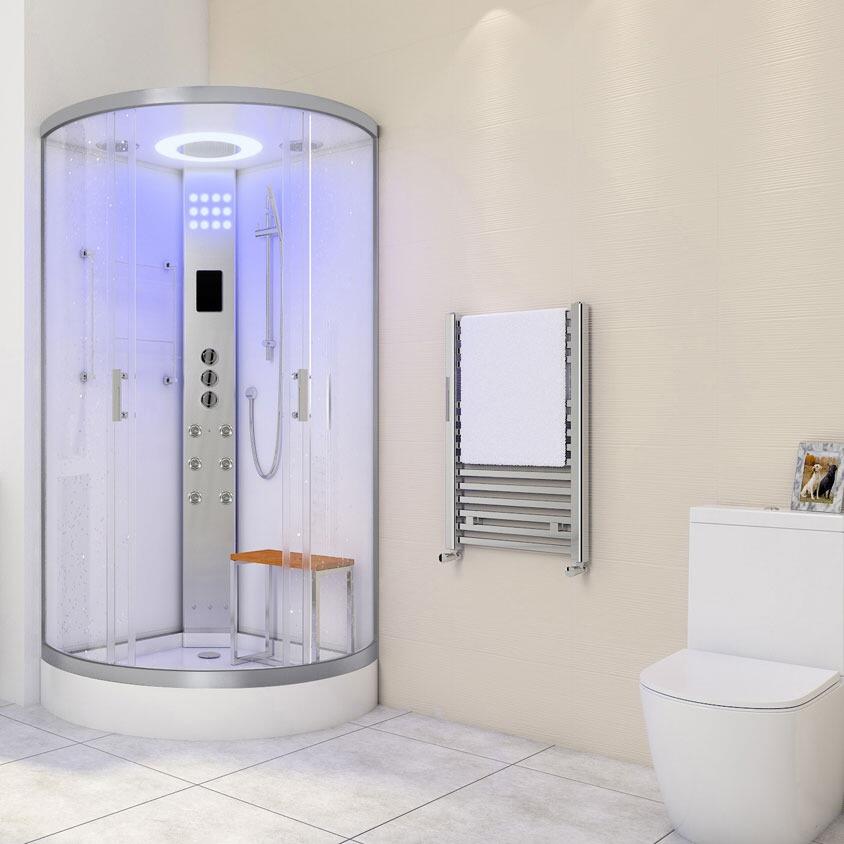 An image of White Quadrant Steam Shower Cabin Enclosure - 900mm X 900mm Lisna Waters Lw10