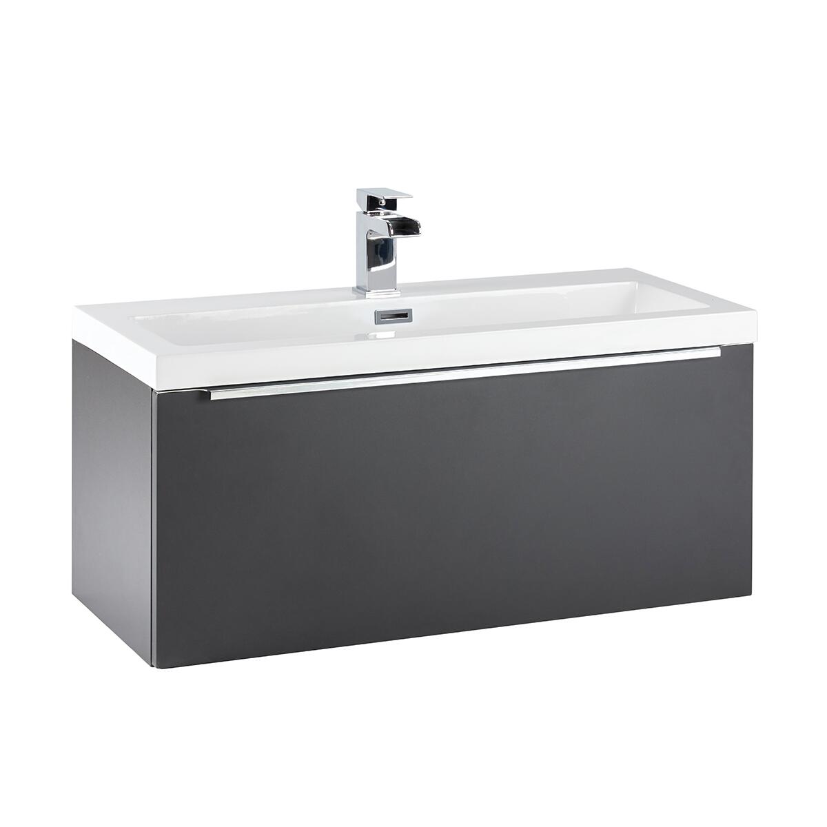 Scudo Muro wall hung vanity unit in matt grey finish, 800mm wide contemporary design