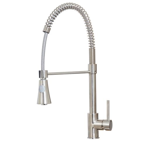 Scudo Tirare brushed nickel 1 tap hole kitchen tap with lever handle and swivel spout