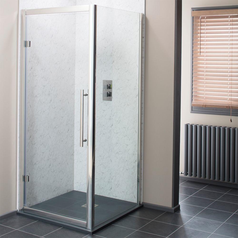 Jupiter Cass Hinged Shower Door Chrome Profile 900mm Wide 8mm Easy