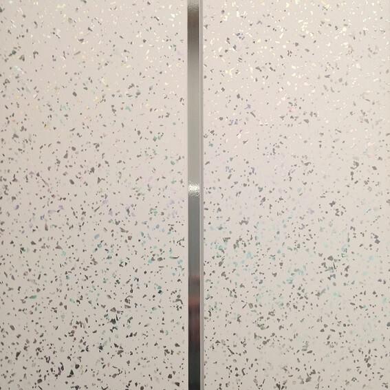 An image of White Sparkle Embedded Silver V Groove Shower Wall Panels - W250Mm X H2600Mm 4 P...