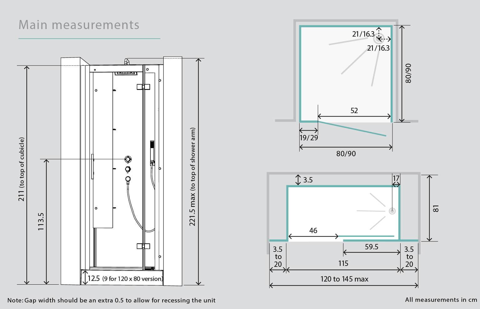 Kinedo Horizon Recess Watertight Pivot Door Shower Cubicle / Pod 800mm ...