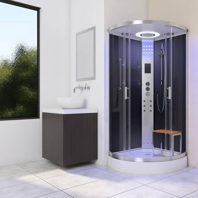 An image of Lisna Waters Lw30 Black 800Mm X 800Mm Quadrant Steam Shower Enclosure