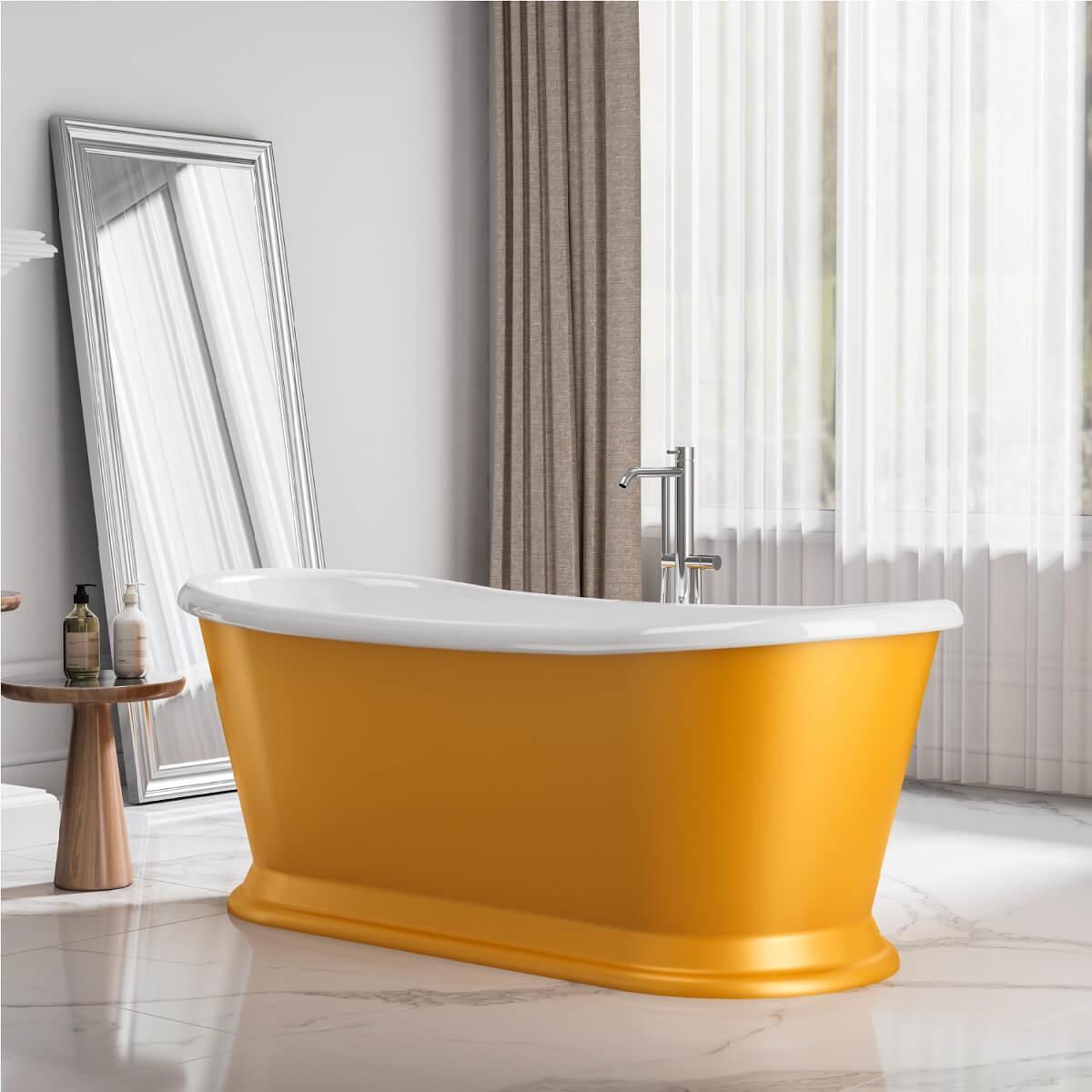 An image of Charlotte Edwards Bespoke Colour Painted Bath Farrow & Ball Rosemary Boat Freest...