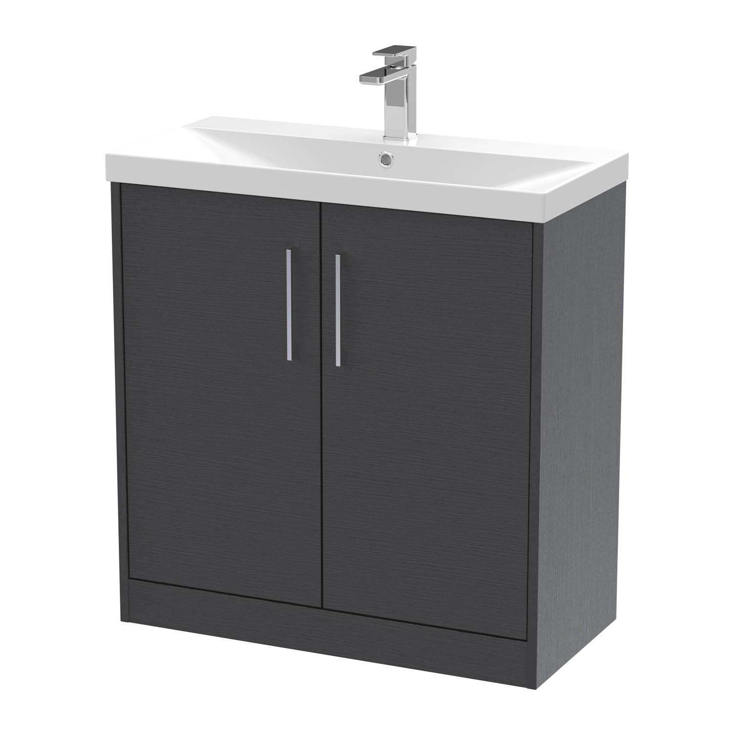 Hudson Reed Juno Grey 800mm Floor Standing 2Door Vanity Unit & Basin 3