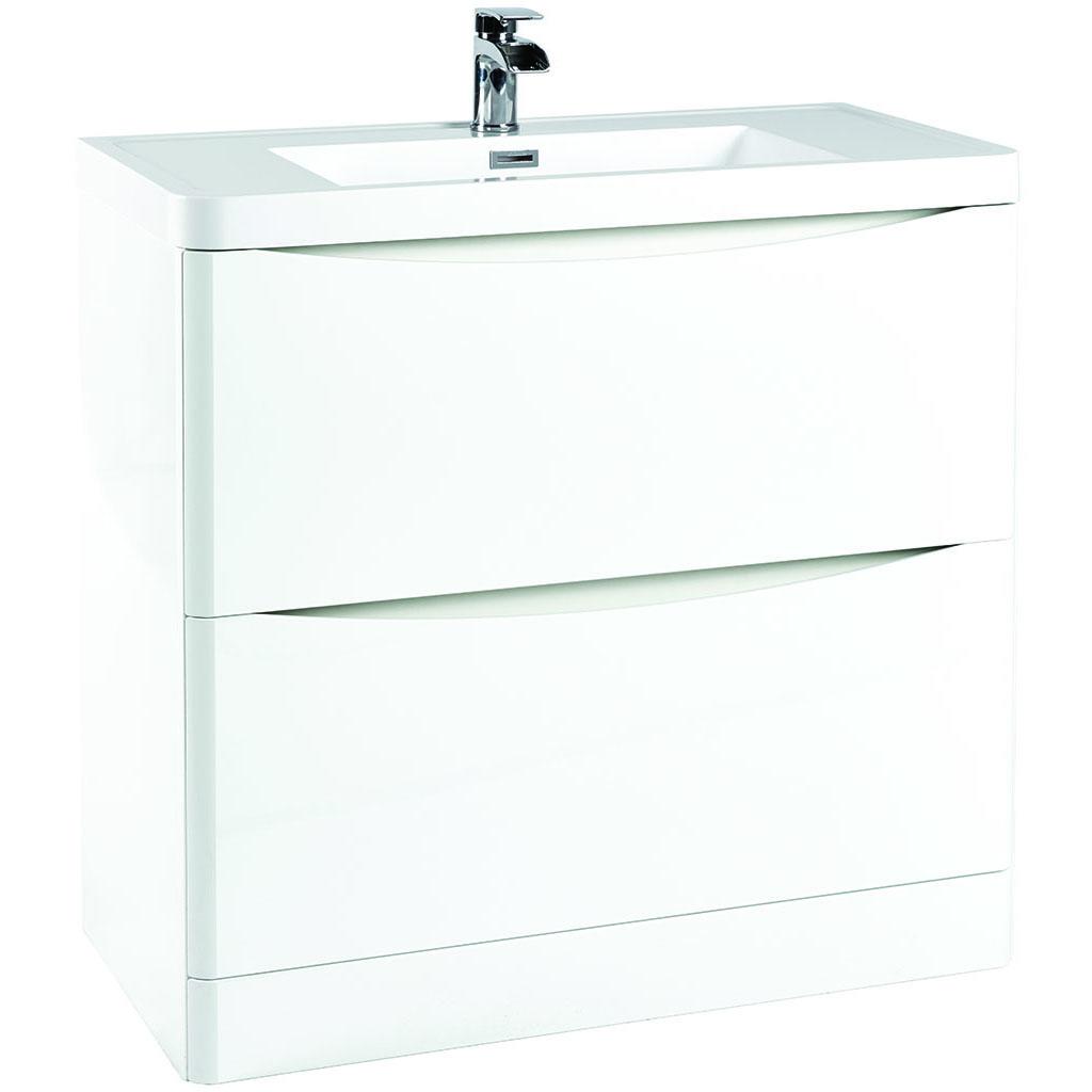 Contour 900 Floor Cabinet With Basin - High Gloss White