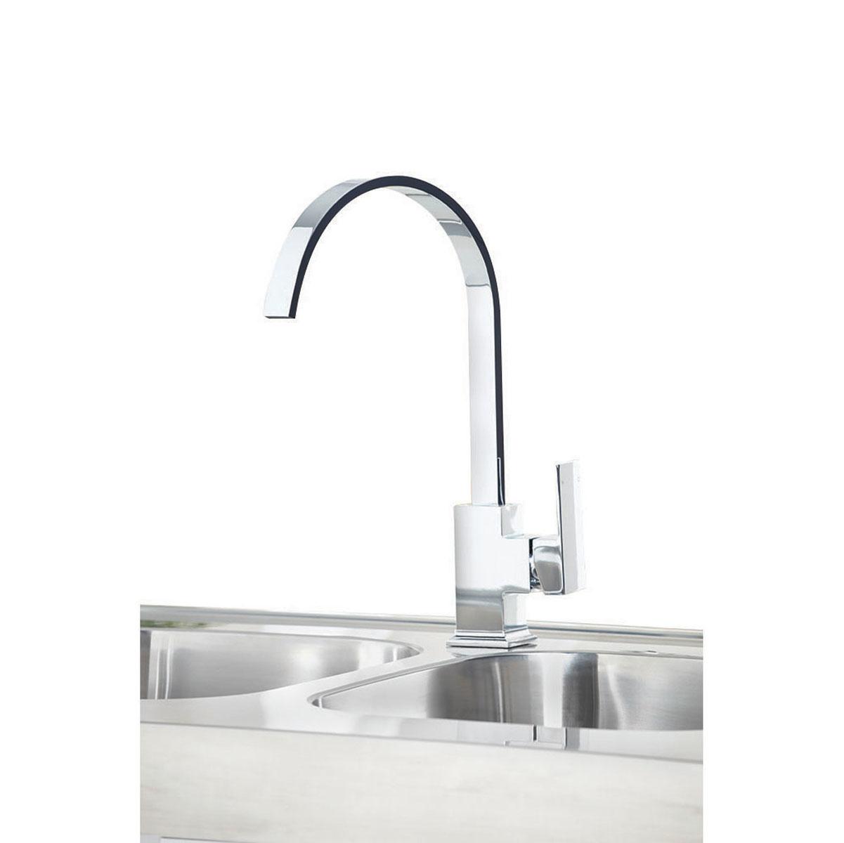 An image of Ava Square Single Lever Kitchen Sink Mixer Tap - Chrome