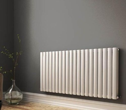 main image of Princia Horizontal Double Panel Oval Radiator White 600mm x 1200mm
