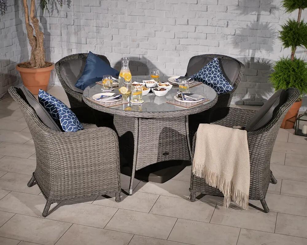 An image of Royal Craft Paris Imperial Round Dining Set Garden Furniture