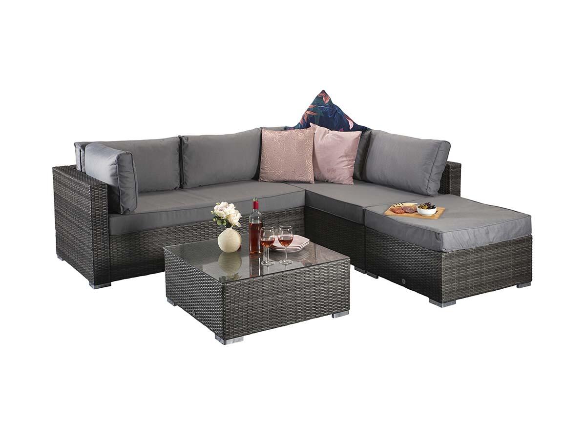 An image of Signature Weave Savannah Corner Sofa In Grey Garden Furniture