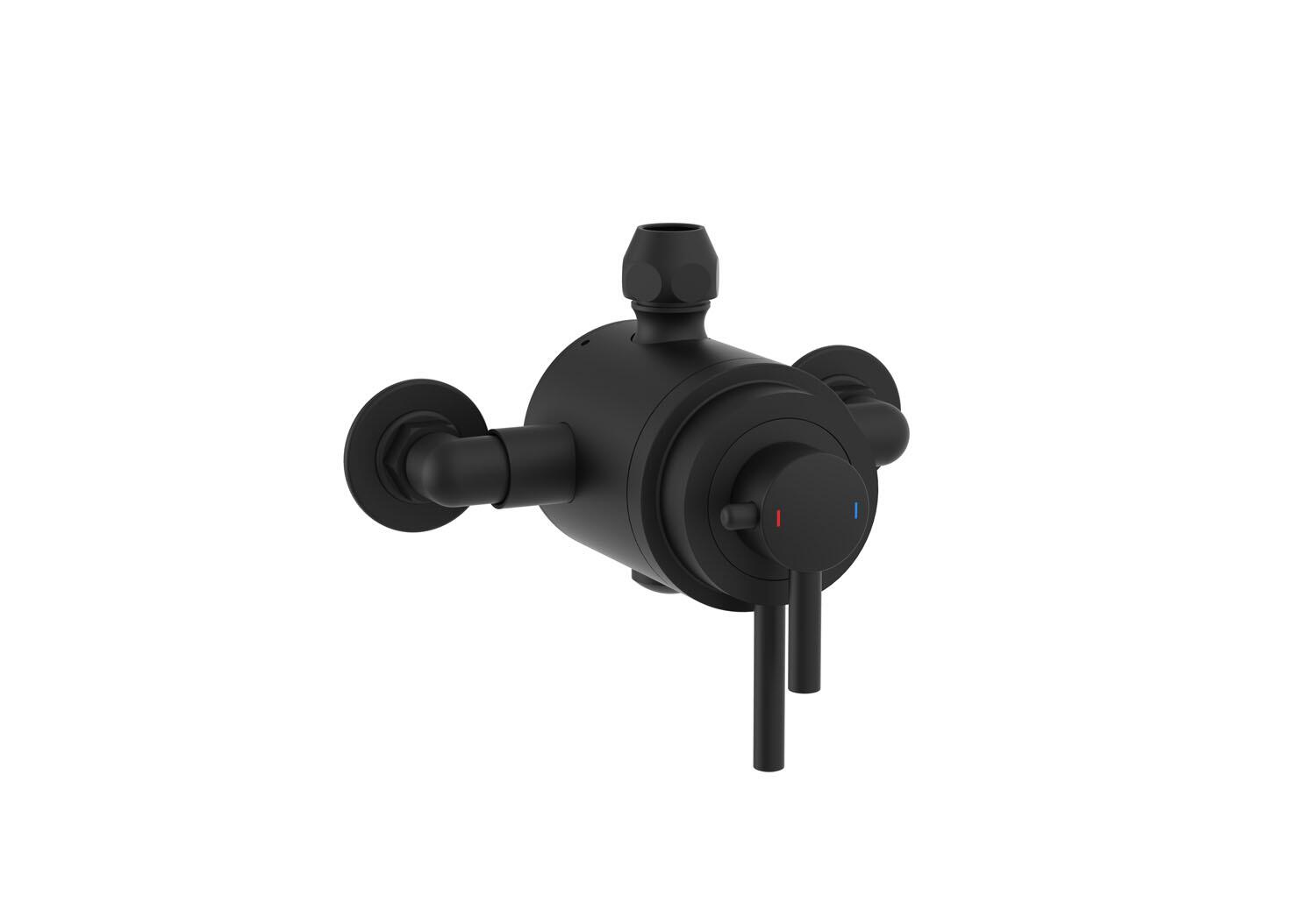 An image of Conwy Orca Concentric Thermostatic Mixer Valve (Exposed) - Black