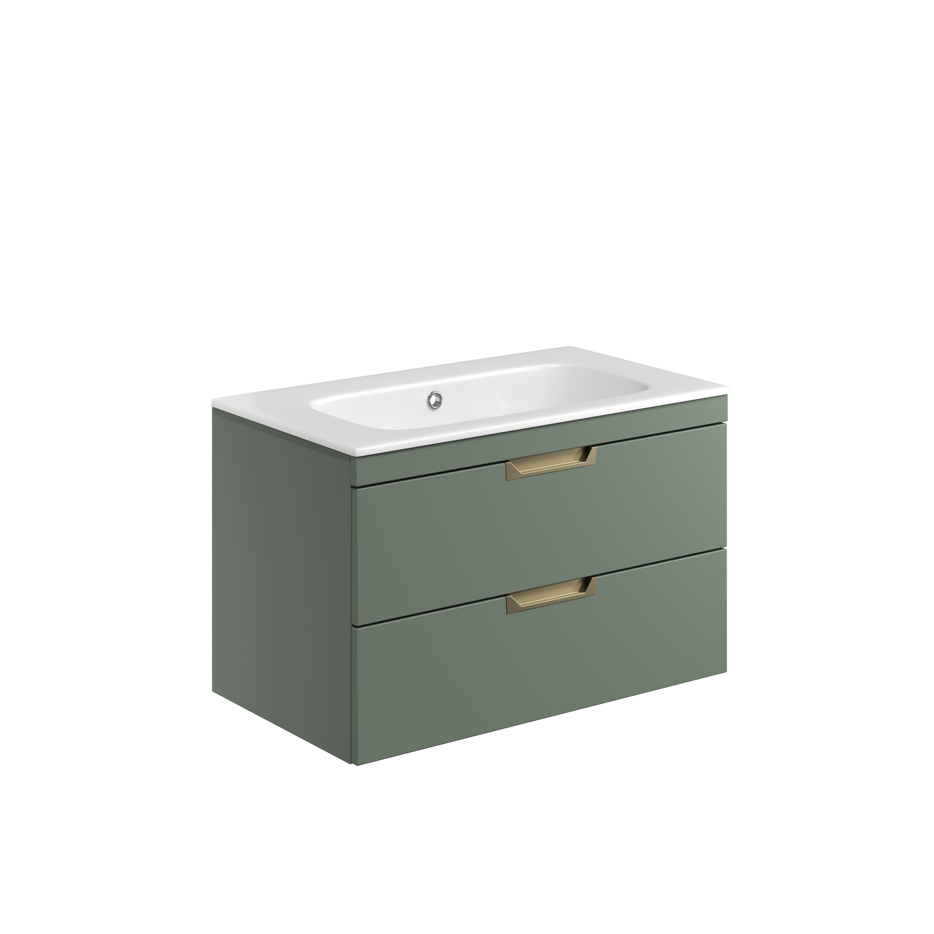 Scudo Aubrey 800mm wall hung vanity unit in Reed Green, contemporary style