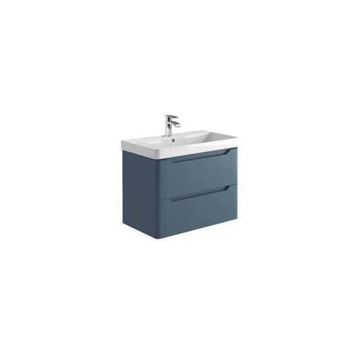 Scudo Ella blue wall hung vanity unit, contemporary design, 765mm wide