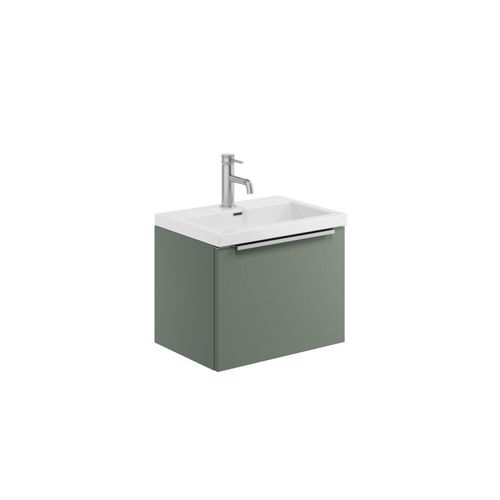 Scudo Muro PLUS wall hung vanity unit in Reed Green finish, 600mm wide contemporary bathroom furniture