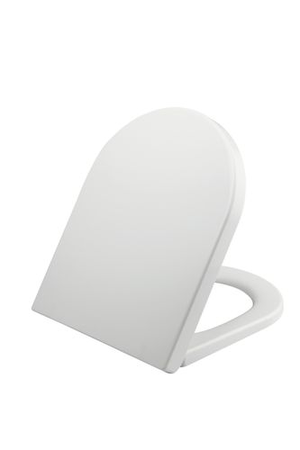 Scudo Duroplast white D-shaped toilet seat with soft close hinges