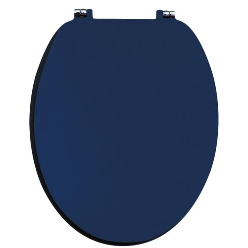 Scudo round toilet seat in Indigo Blue with soft close hinges and top fix fittings