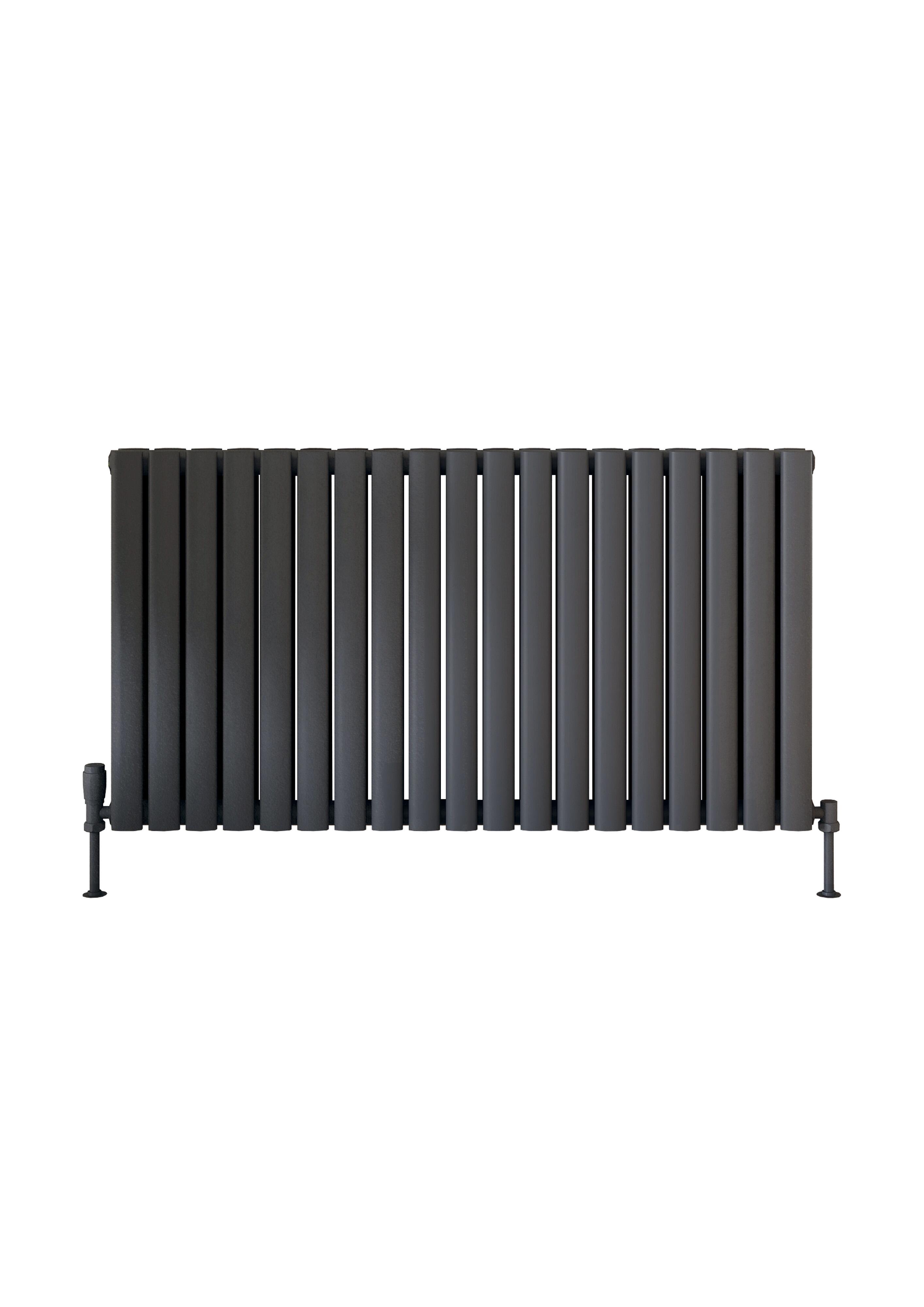 Scudo Apex white designer radiator, double panel, 600mm x 944mm, low carbon steel construction