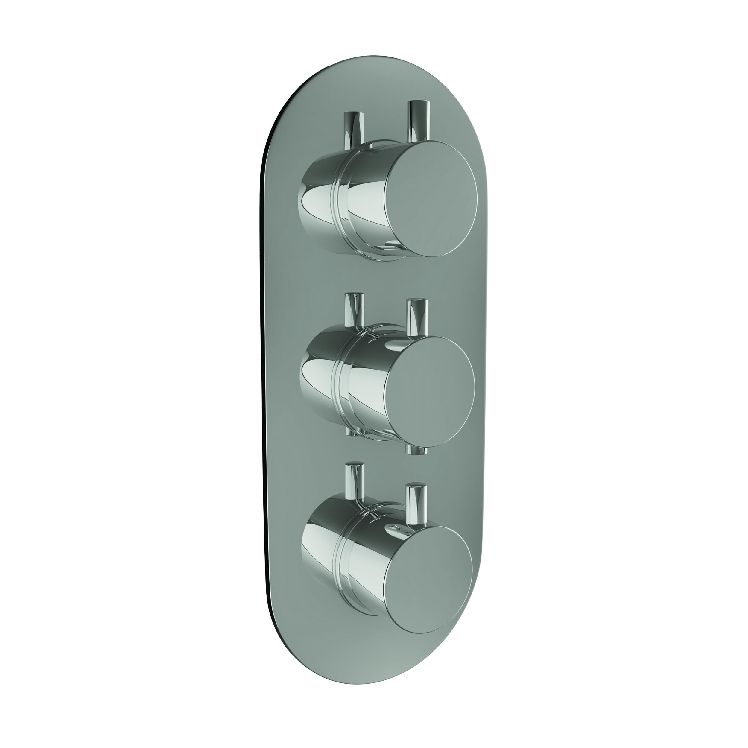 Scudo 3 hole oval shower valve plate in chrome, for diverter systems