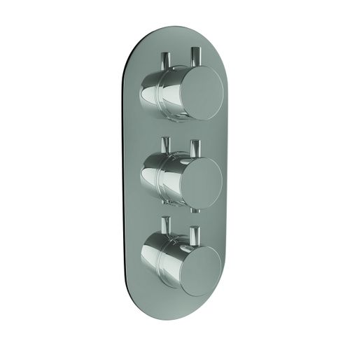 Scudo 3 hole oval shower valve plate in chrome, for diverter systems