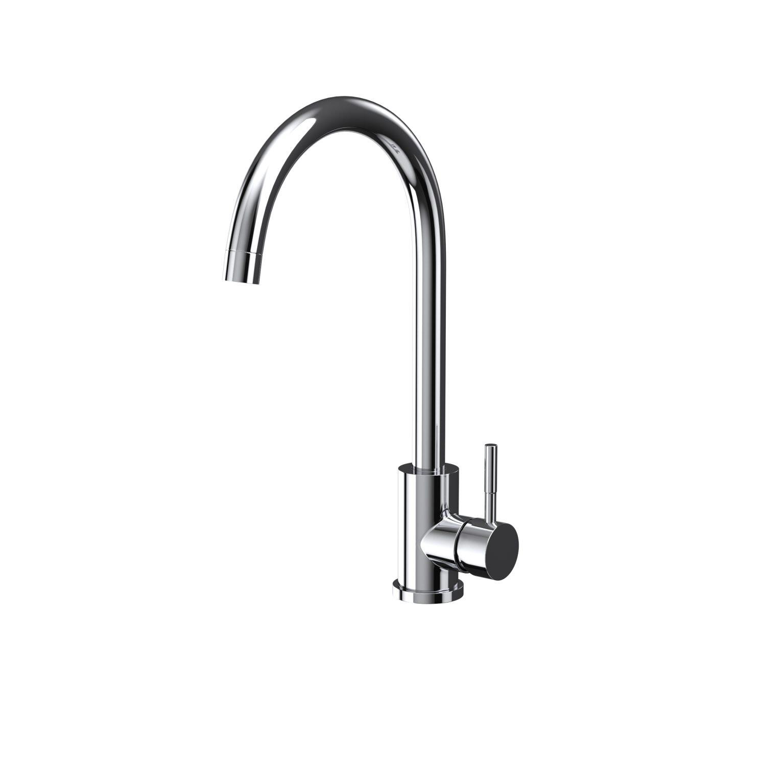 Scudo Manhattan chrome stainless steel 1 tap hole kitchen mixer tap with lever handle and swivel spout