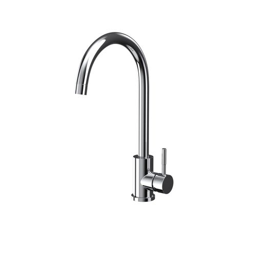 Scudo Manhattan chrome stainless steel 1 tap hole kitchen mixer tap with lever handle and swivel spout