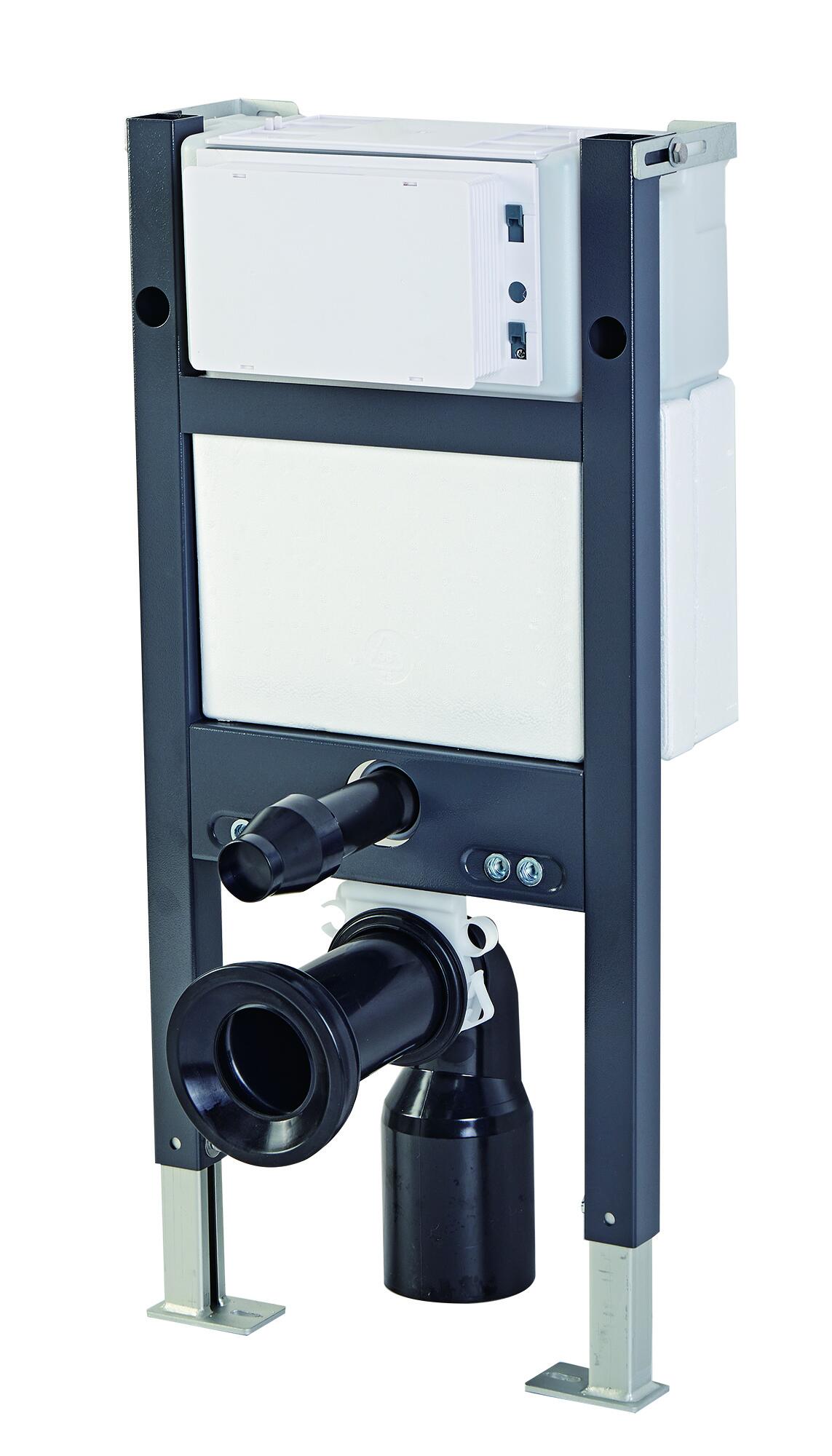 Scudo 820mm under window WC frame for wall-hung toilets, black and white components