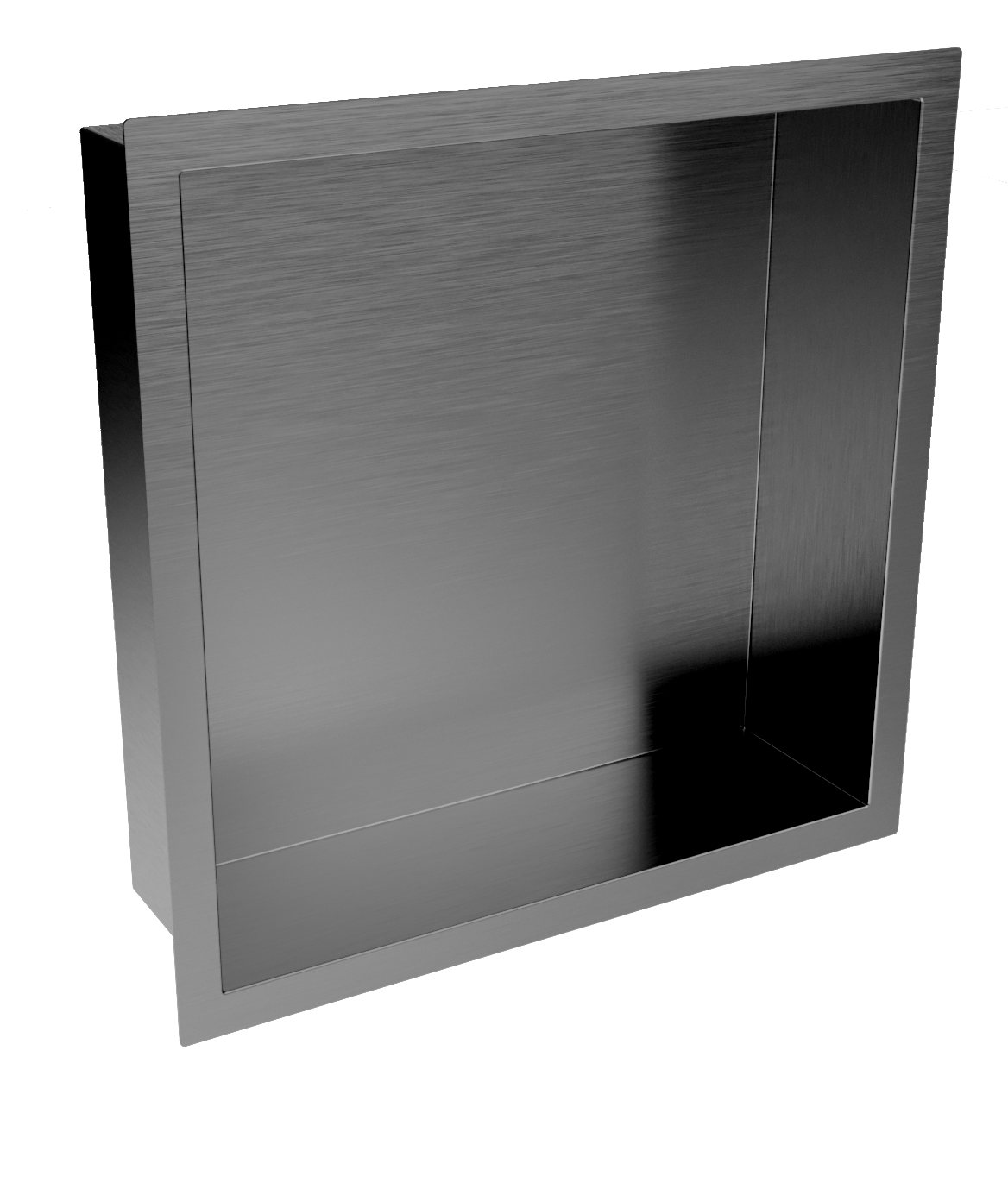 Scudo Inset Shower Niche 300x300mm in Gun Metal, wall insert design