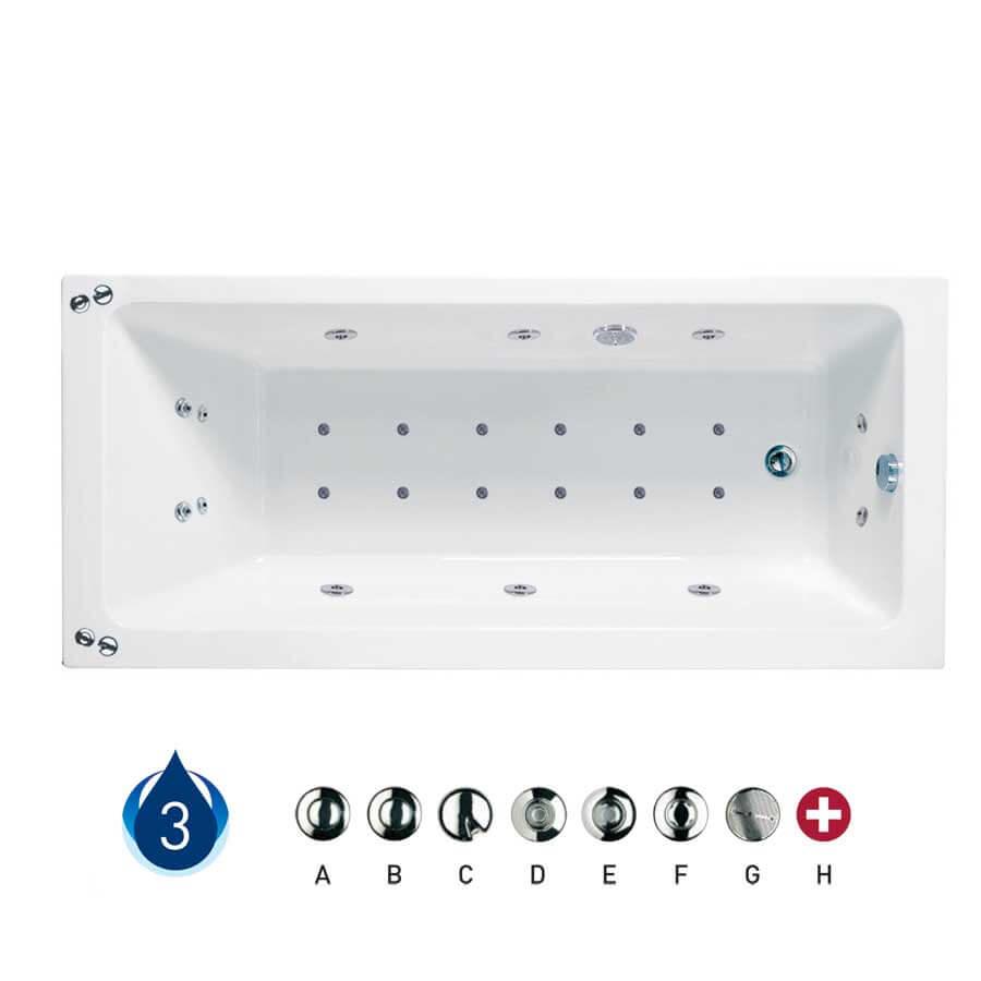 Rectangularo Single Ended Whirlpool Bath 1700mm x 700mm with 12 Jets