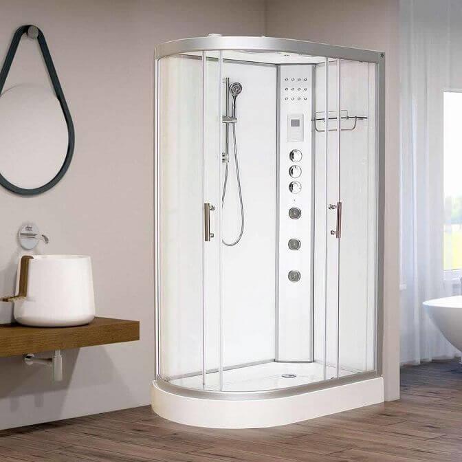 An image of Vidalux Hydro Plus 1200Mm X 800Mm White Right Hand Offset Quadrant Hydro Shower ...