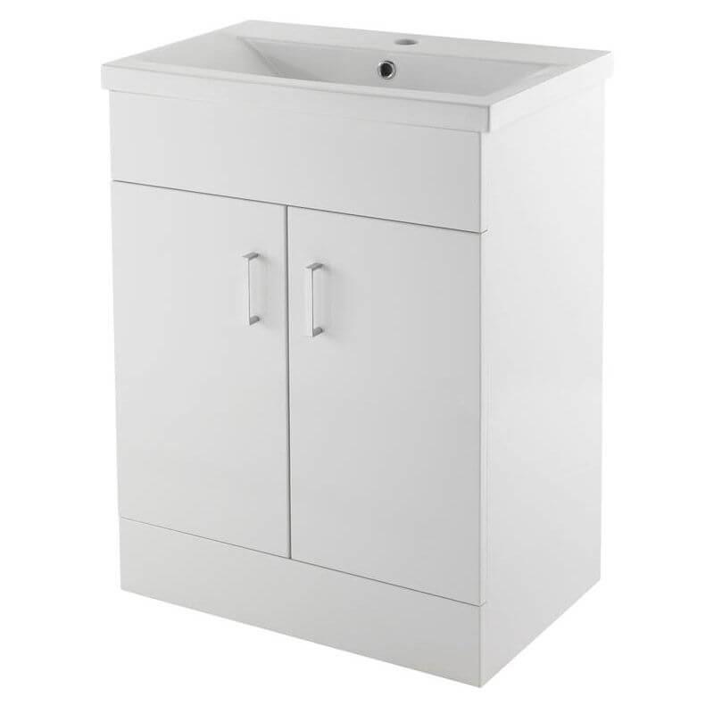 An image of Nuie Eden Minimalist Gloss White Vanity Unit W600 X D400Mm - Vtmw600