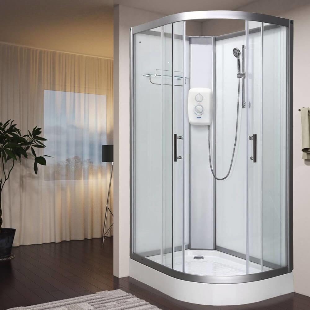 An image of Vidalux Left Hand Pure-E 1200Mm X 800Mm Quadrant Shower Pod With Electric Shower...