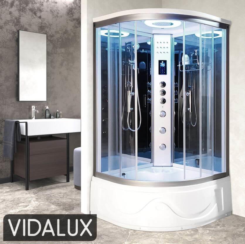 An image of Vidalux Miami Steam Shower 1050Mm X 1050Mm Mirrored Quadrant Cubicle