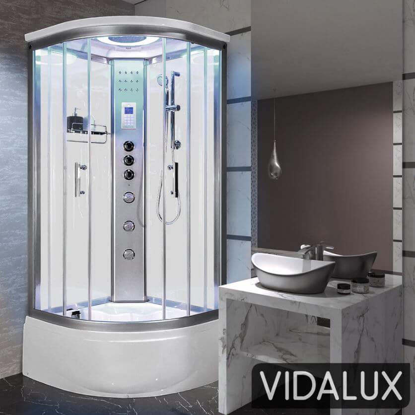 An image of Vidalux Miami Steam Shower 900Mm X 900Mm White Quadrant Cubicle