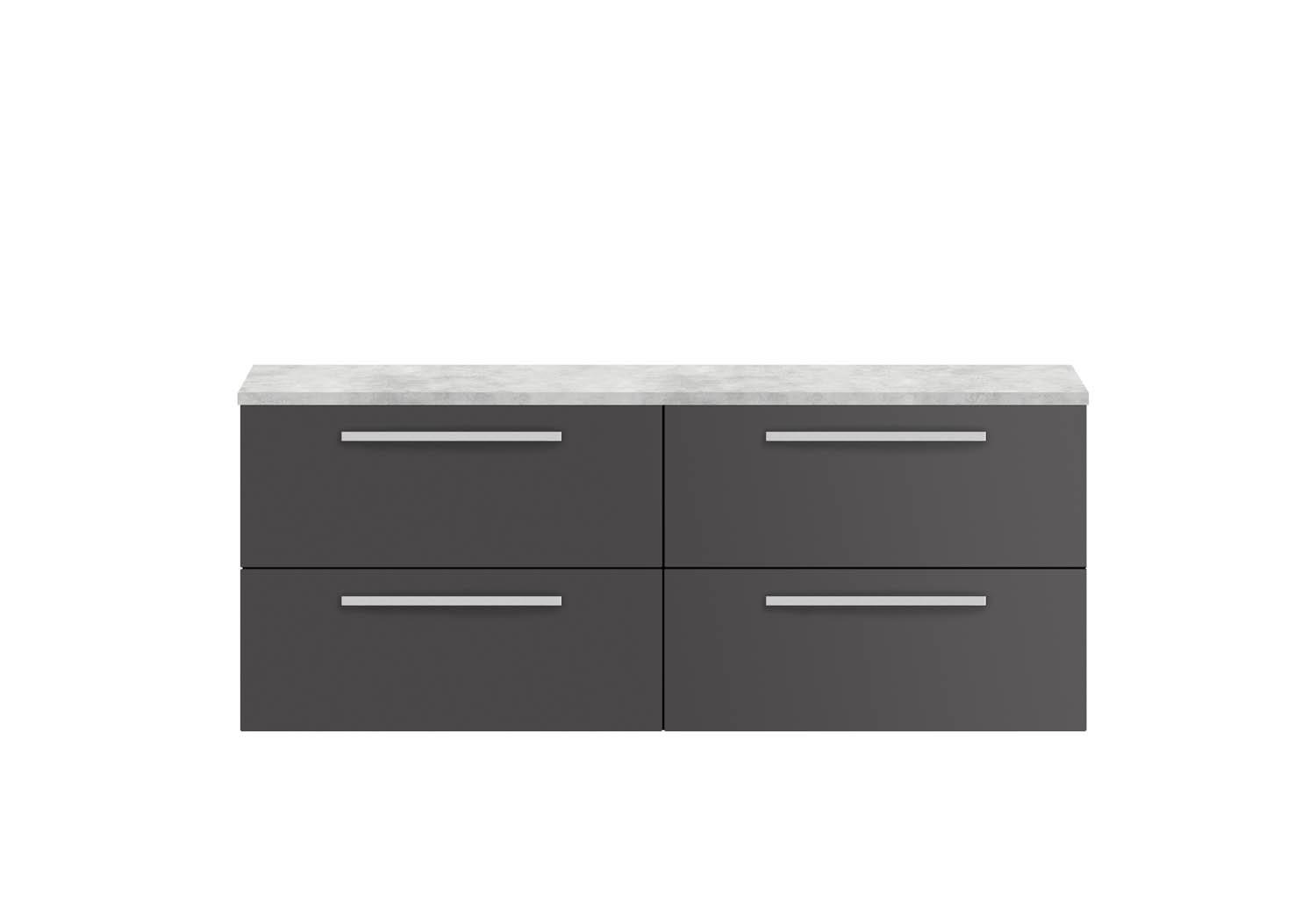 Hudson Reed Quartet Gloss Grey 1440mm Double & Grey Worktop