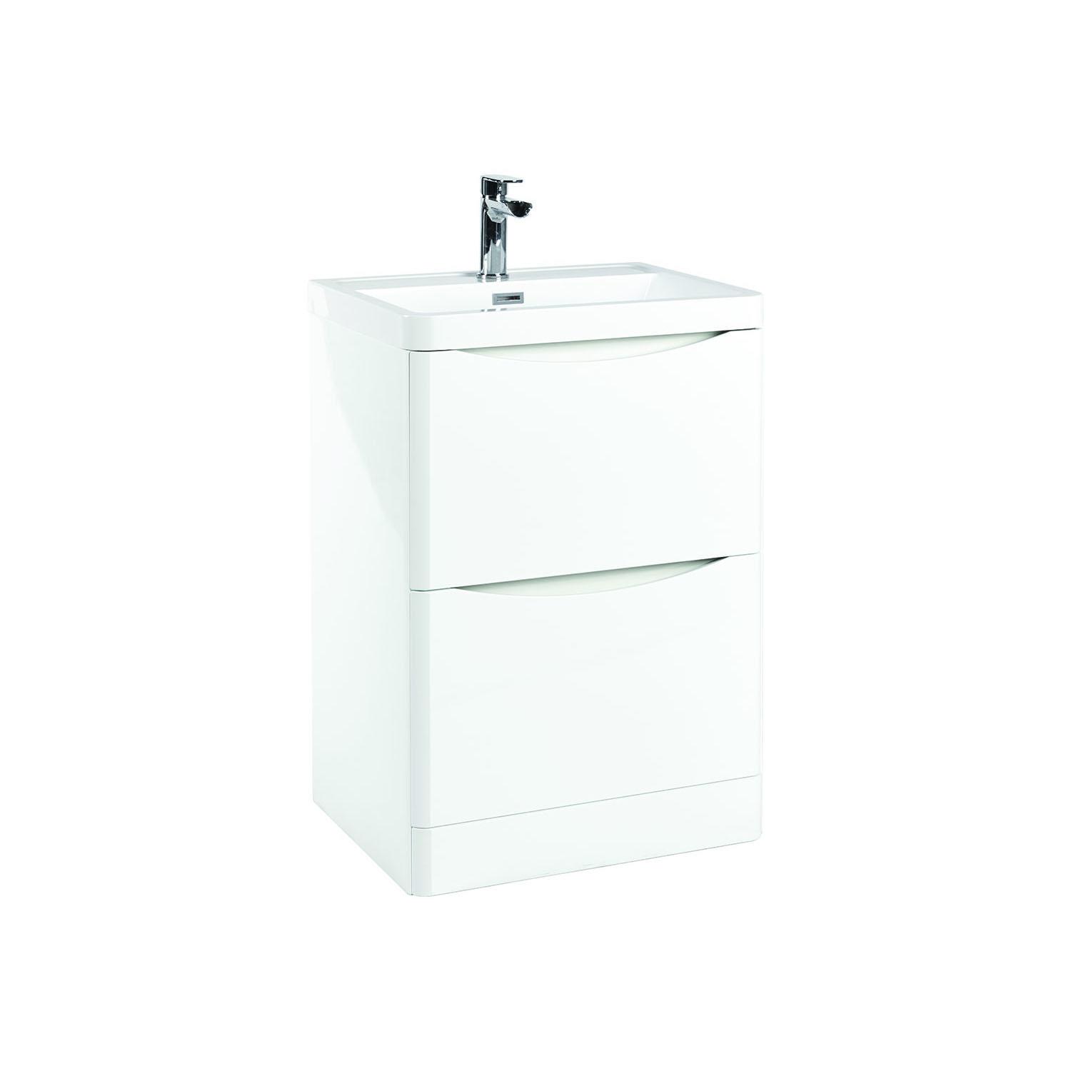Casa Bano Contour 600 Floor Cabinet With Basin - High Gloss White