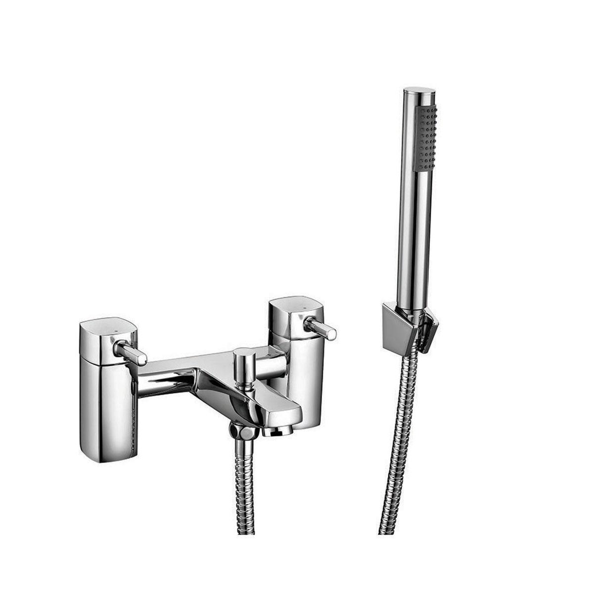 An image of Zero Deck Mount 2 Hole Bath Shower Mixer With Shower Hose And Handset