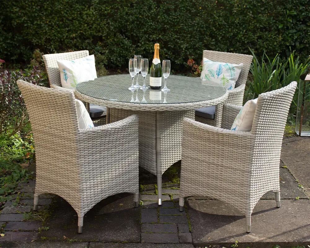 An image of Royal Craft Lisbon Round Carver Dining Set Garden Furniture