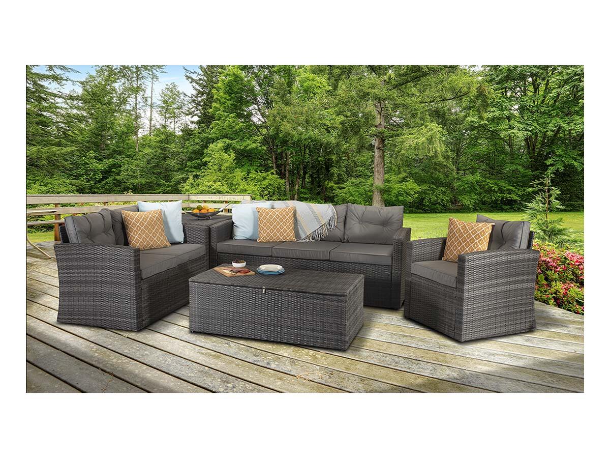An image of Signature Weave Holly Sofa Set In Grey Garden Furniture