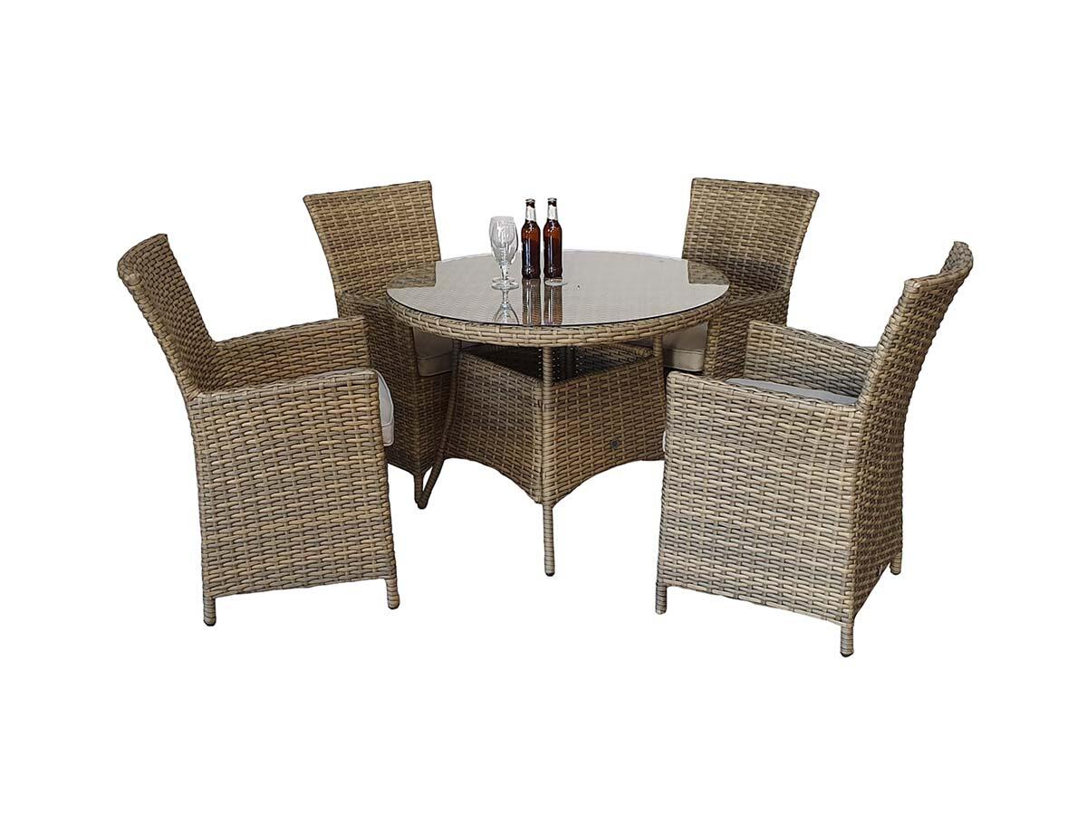 An image of Signature Weave Darcey 4 Seat Round Dining Set Garden Furniture