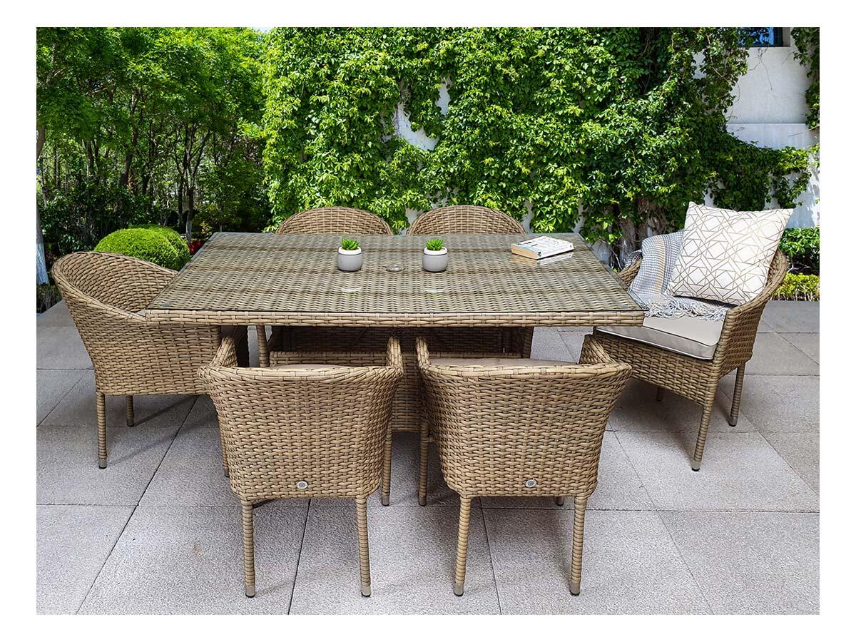 An image of Signature Weave Darcey 6 Seat Rectangular Dining Garden Furniture